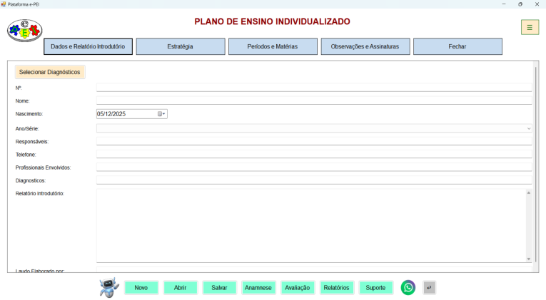 Tela da plataforma e-PEI
